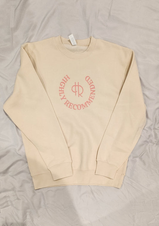 Sandy pink logo Highly Recommended crew neck